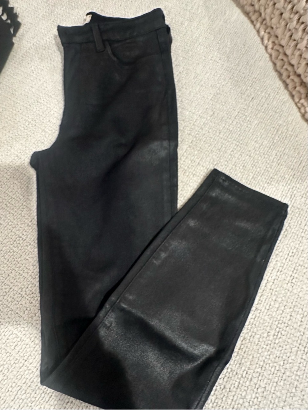 L'AGENCE Shiny Black Faux Leather Jeans